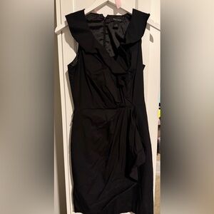 White House Black Market Ruffled Black Mini Dress